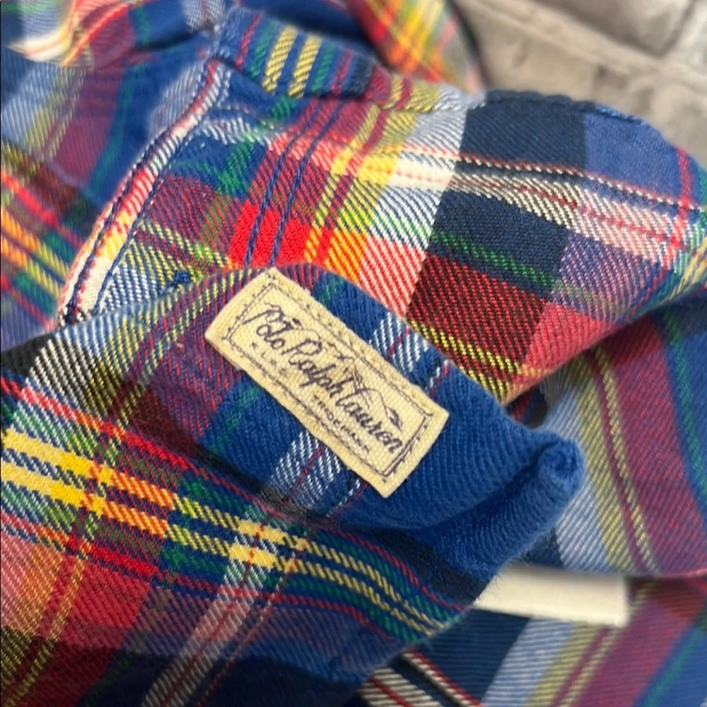 Baby boys Ralph‎ Lauren Blue and Red Button Down Shirt Classic Plaid